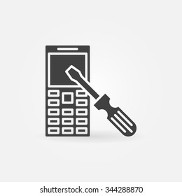 Phone repair icon or logo - vector dark simple mobile phone service sign