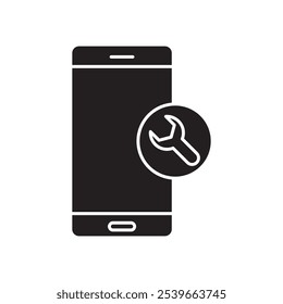 Phone repair service icon, vector flart black simple trendy style illustration for web and app..eps