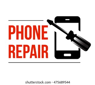 phone repair text with abstract phone and screwdriver