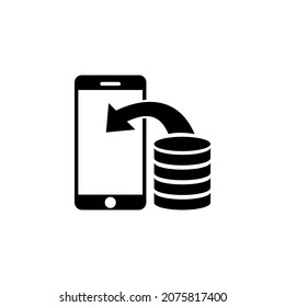 Phone Replenishment, Refill Mobile Smartphone. Flat Vector Icon illustration. Simple black symbol on white background. Replenishment, Refill Phone sign design template for web and mobile UI element.