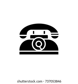 phone retro icon, vector illustration, black sign on isolated background