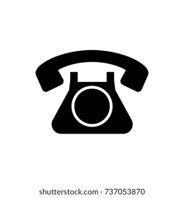 phone retro old icon, vector illustration, black sign on isolated background