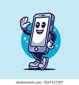 Phone Retro Vintage Mascot Character Logo