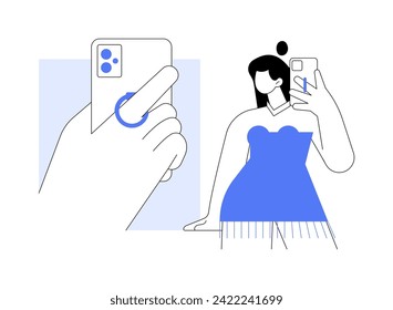 Soporte de anillo de teléfono ilustraciones de vectores de dibujos animados aislados. Persona con smartphone con soporte para anillo, tecnología móvil, industria de innovación de gadgets, equipo para manejar dibujos animados vectores de dispositivos.