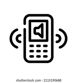 phone ring icon in back line style. Mobile phone with sound. Ringing or vibrating phone icon. Vector illustration for graphic design, logo, Web, and Other.