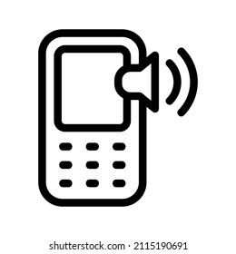 icono del anillo de teléfono en el estilo de la línea de atrás. Teléfono móvil con sonido. Icono de llamada o vibración. Ilustración vectorial para diseño gráfico, logotipo, Web y otros.
