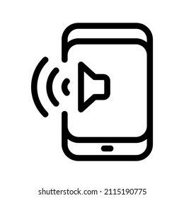Telefonring-Symbol im Backline-Stil. Mobiltelefon mit Klang. Klingeln oder vibrierendes Telefonsymbol. Vektorgrafik für Grafikdesign, Logo, Web und andere.