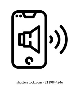 Phone Ring Icon In Back Line Style. Mobile Phone With Sound. Ringing Or Vibrating Phone Icon. Vector Illustration For Graphic Design, Logo, Web, And Other.