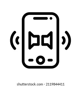 phone ring icon in back line style. Mobile phone with sound. Ringing or vibrating phone icon. Vector illustration for graphic design, logo, Web, and Other.