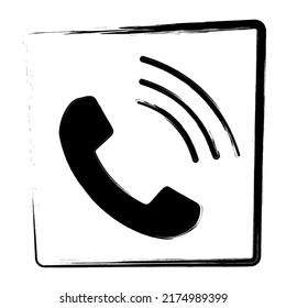 Phone ring icon. Brush frame. Vector illustration.