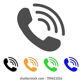 Phone Ring vector pictograph. Style is a flat graphic symbol in grey, black, yellow, blue, green color variants. Designed for web and mobile apps.