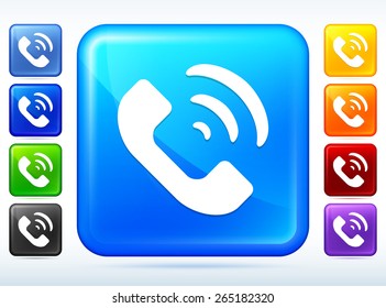 Phone Ringing Colorful Square Button