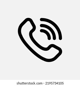 Icono de llamada telefónica en estilo de línea sobre la interfaz de usuario, uso para presentación de aplicación móvil del sitio web