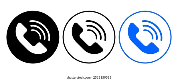 Telefon-Klingelsymbol-Set, Schwarz isolieren Handy-Tasten, Multimedia, Social Media Call-Symbol für App, Website, Internet, Technologie Moderne grafische Elemente (Editierbar)