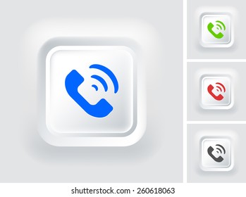 Phone Ringing on White Square Button