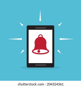 Phone ringing with red bell icon 