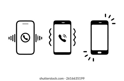 Phone ringing simple icon set. Smartphon, phone, call, telephone sign. illustration EPS10