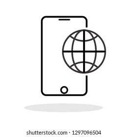 Phone roaming icon in flat style. Roaming symbol for your web site design, logo, app, UI Vector EPS 10.