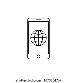 Icono de línea móvil de teléfono en estilo plano. Símbolo de itinerancia para el diseño del sitio web, logotipo, aplicación, vector de interfaz de usuario
