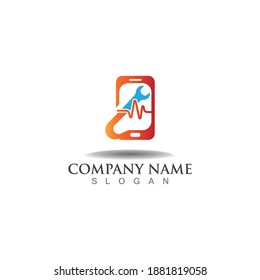 Phone with rocket logo creative icon modern concept Vector template