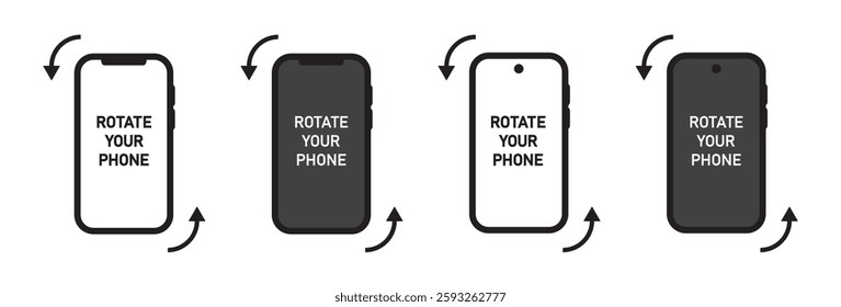 Phone rotate set icon, vector illustration