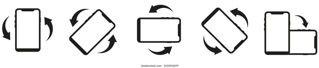 Phone rotation icon. Return the mobile phone. Device rotation symbol set. vector illustration