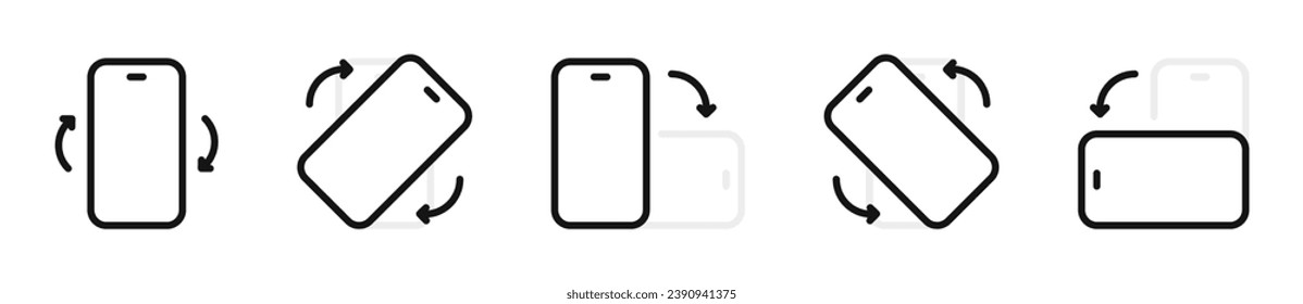 Phone rotation icons. Rotation symbols. Mobile phone rotation symbols.