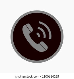 Phone rounded icon. Vector illustration style is flat iconic symbol inside a circle, gray color, transparent background. Designed for web and software interfaces. eps10