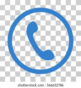 Phone rounded icon. Vector illustration style is flat iconic symbol inside a circle, cobalt color, transparent background. Designed for web and software interfaces.