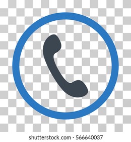 Phone rounded icon. Vector illustration style is flat iconic bicolor symbol inside a circle, smooth blue colors, transparent background. Designed for web and software interfaces.