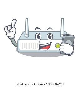 With phone router in the a character shape