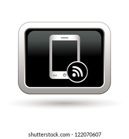 Phone with rss icon. Vector illustration