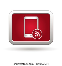 Phone with rss icon. Vector illustration