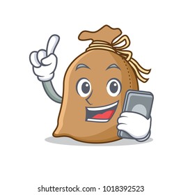 With phone sack character cartoon style