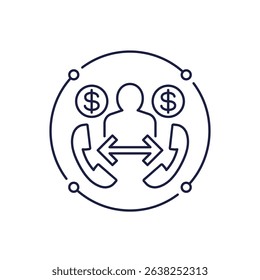 phone sales icon in line design