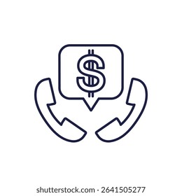 phone sales icon on white, line vector