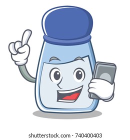 With phone salt character cartoon style