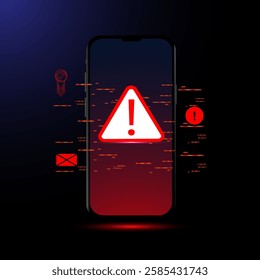 Phone scam alert with floating notification vector editable