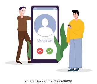 Phone scam concept. Scamming people to get their money. Financial phishing warning. Fraud signs and prevention vector poster.