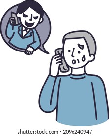 phone scam oleo scam senior male simple illustration