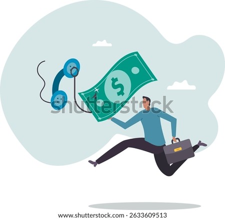 Phone scam, telephone call lying about fake investment, fraud to steal money from victim, financial crime .character for design.