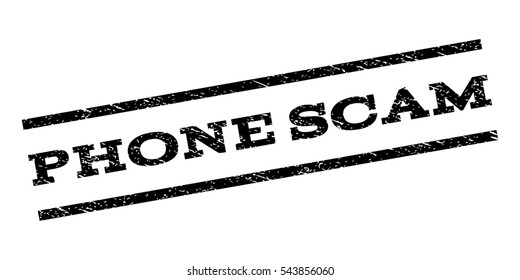 Phone Scam watermark stamp. Text tag between parallel lines with grunge design style. Rubber seal stamp with dust texture. Vector black color ink imprint on a white background.