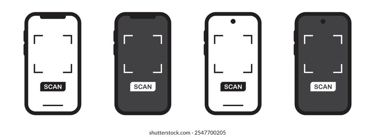 Phone scan screen set icon, vector illustration