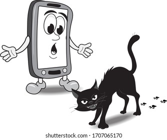 The phone was scared of a black cat 