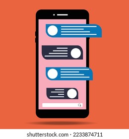 phone screen background smartphone chat notification sms texting chatting Text messaging image vector illustration design