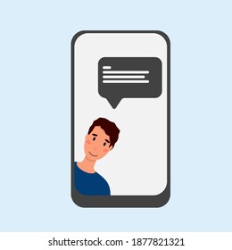Pantalla de teléfono con chatbot, ayuda virtual en línea.