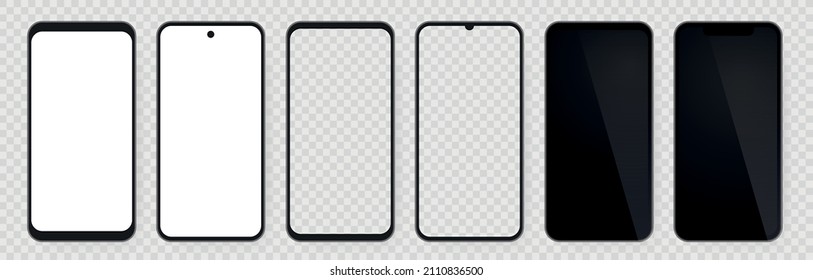 Telefonbildgerät nach oben. Handy-realistische Vorlage. 3D-leere Telefonanzeigen. Vektorgrafik.