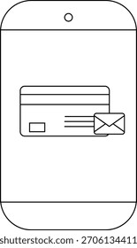 Phone screen displays card and envelope icon depicting paymentmail