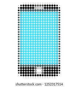 Phone screen halftone dotted icon. Halftone pattern contains circle points. Vector illustration of phone screen icon on a white background.