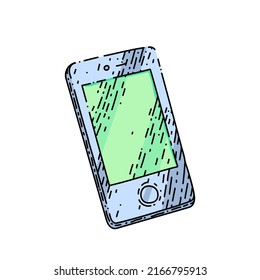vector dibujado a mano por pantalla de teléfono. dispositivo móvil inteligente, pantalla de teléfono móvil, boceto de pantalla de aplicación digital moderna. ilustración de color aislado